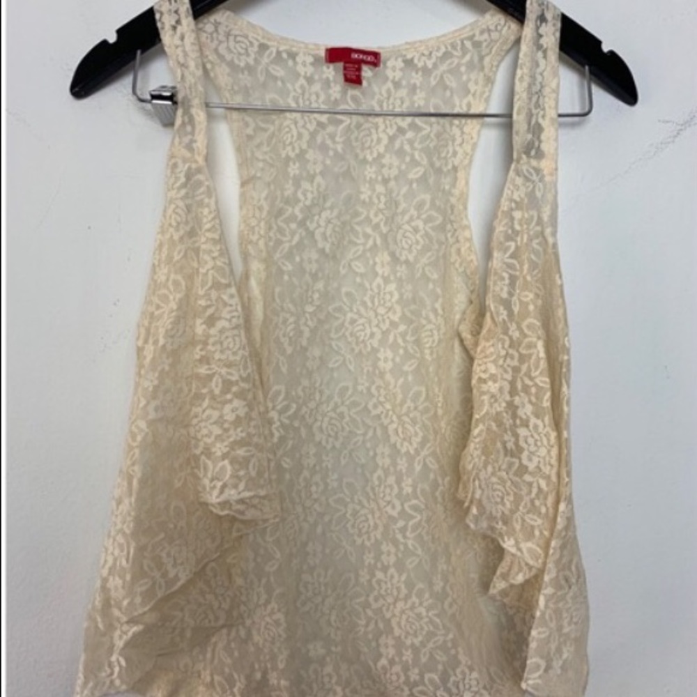 Bongo Cream Floral Lace Festival Vest